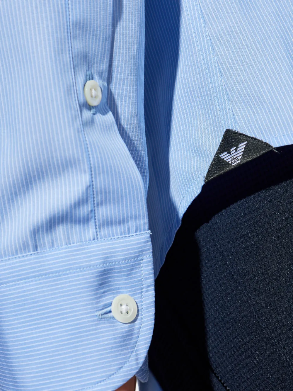 Emporio Armani striped long-sleeved shirt Blauw