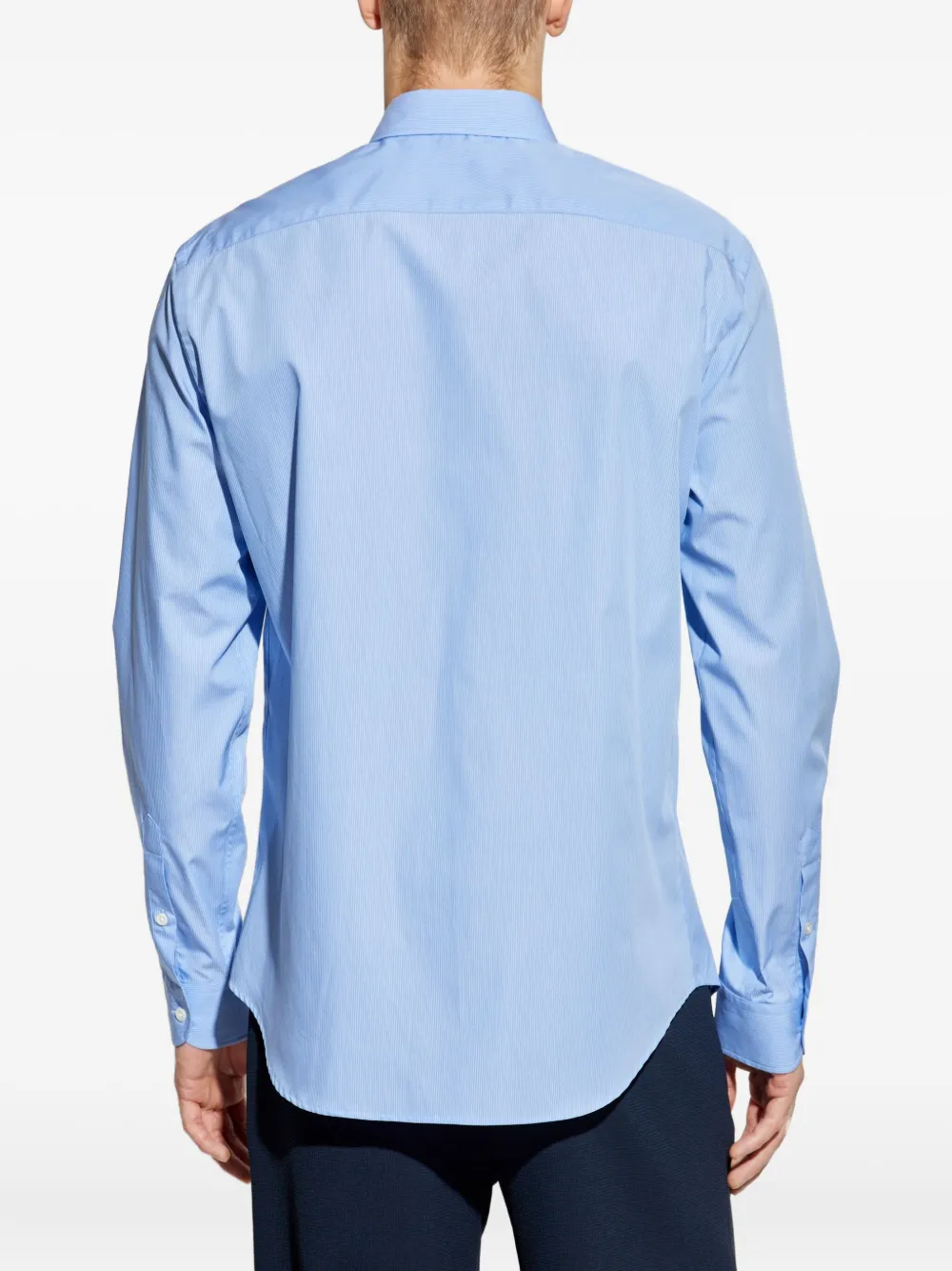 Emporio Armani striped long-sleeved shirt Blauw