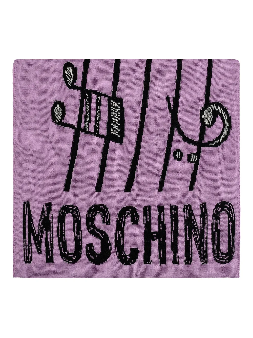 Moschino Sjaal met teddybeer-intarsia Paars