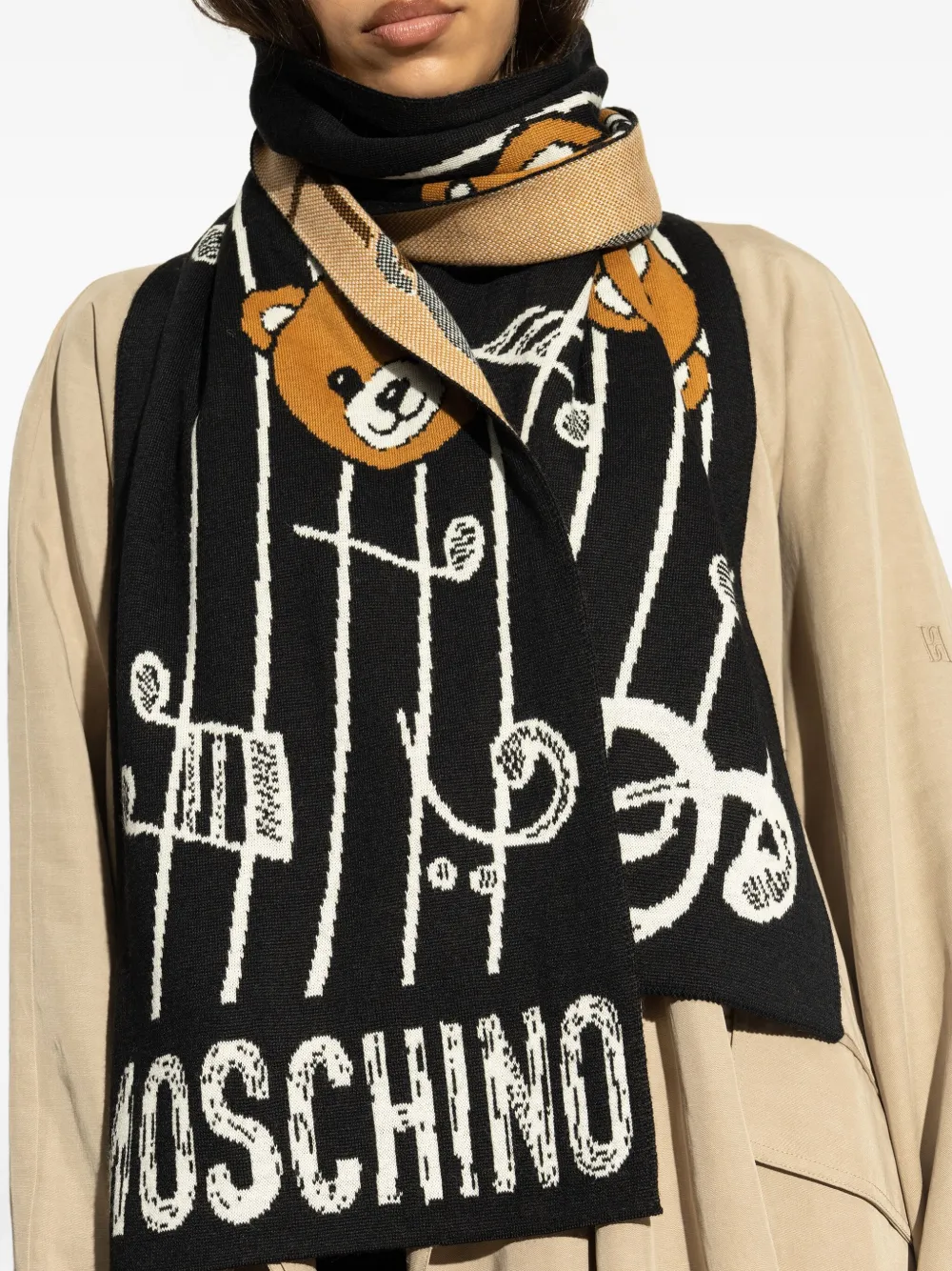 Moschino Sjaal met print Zwart