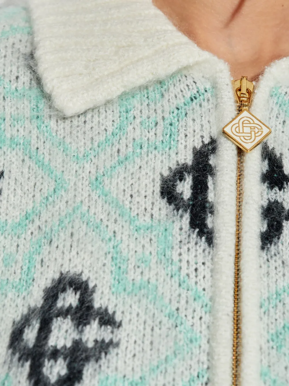 Casablanca monogram-pattern zip-up cardigan Groen