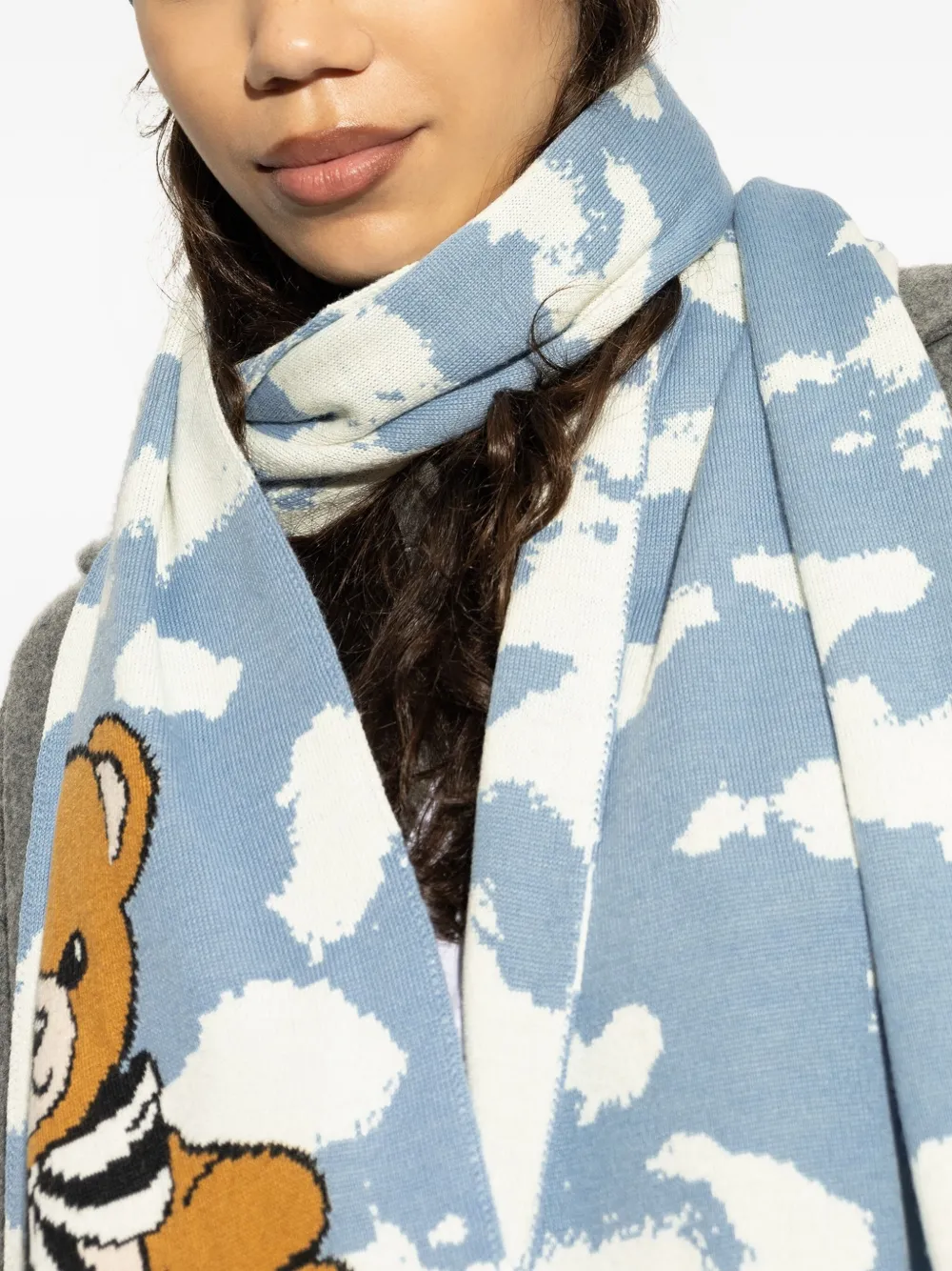 Moschino cloud-print wool beanie Blauw