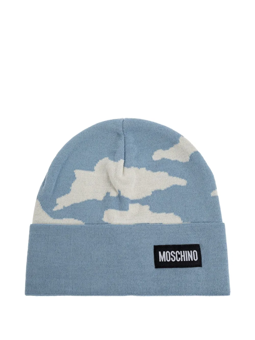 Moschino cloud-print wool beanie Blauw