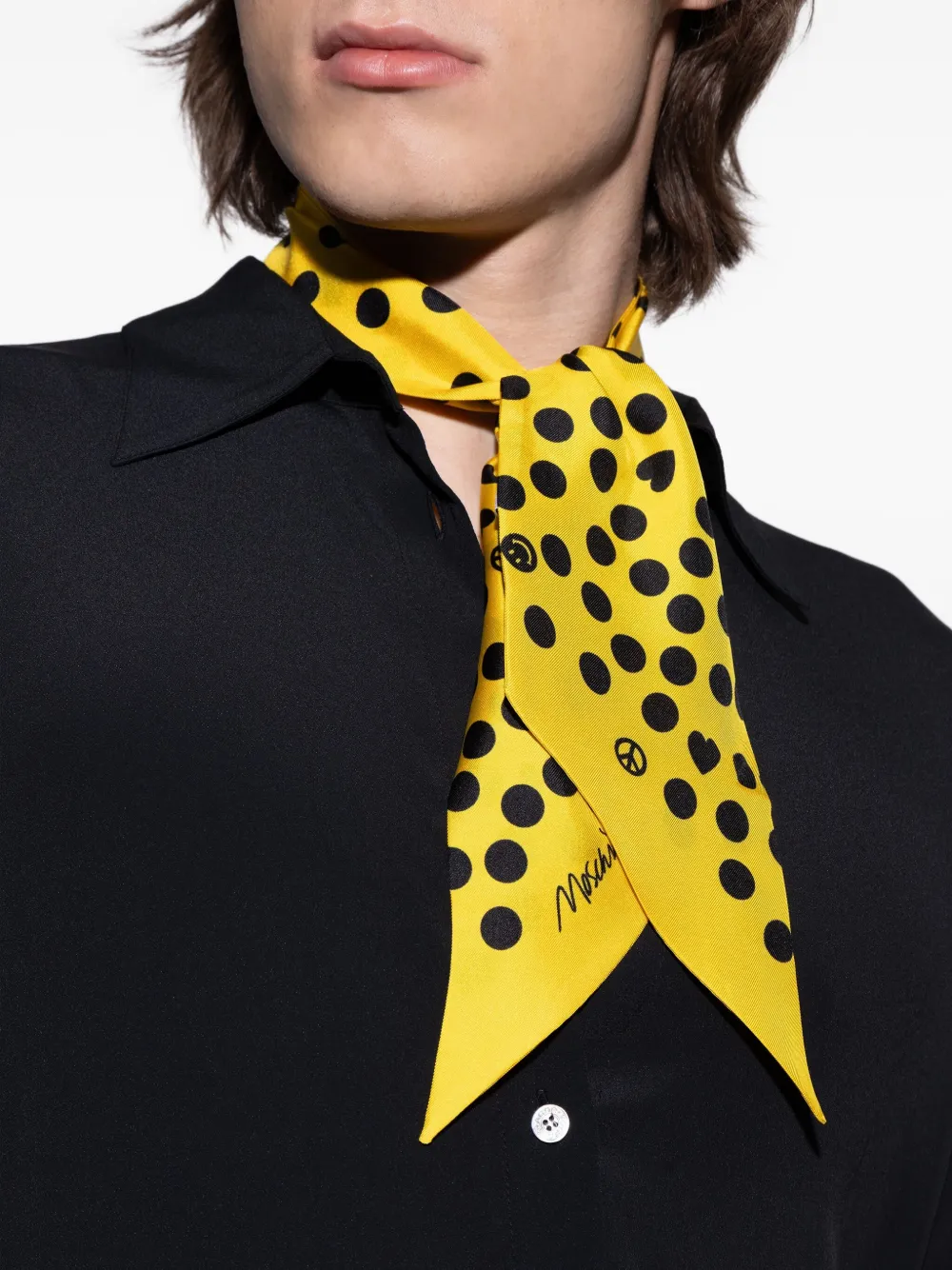 Moschino polka dot-print scarf Geel