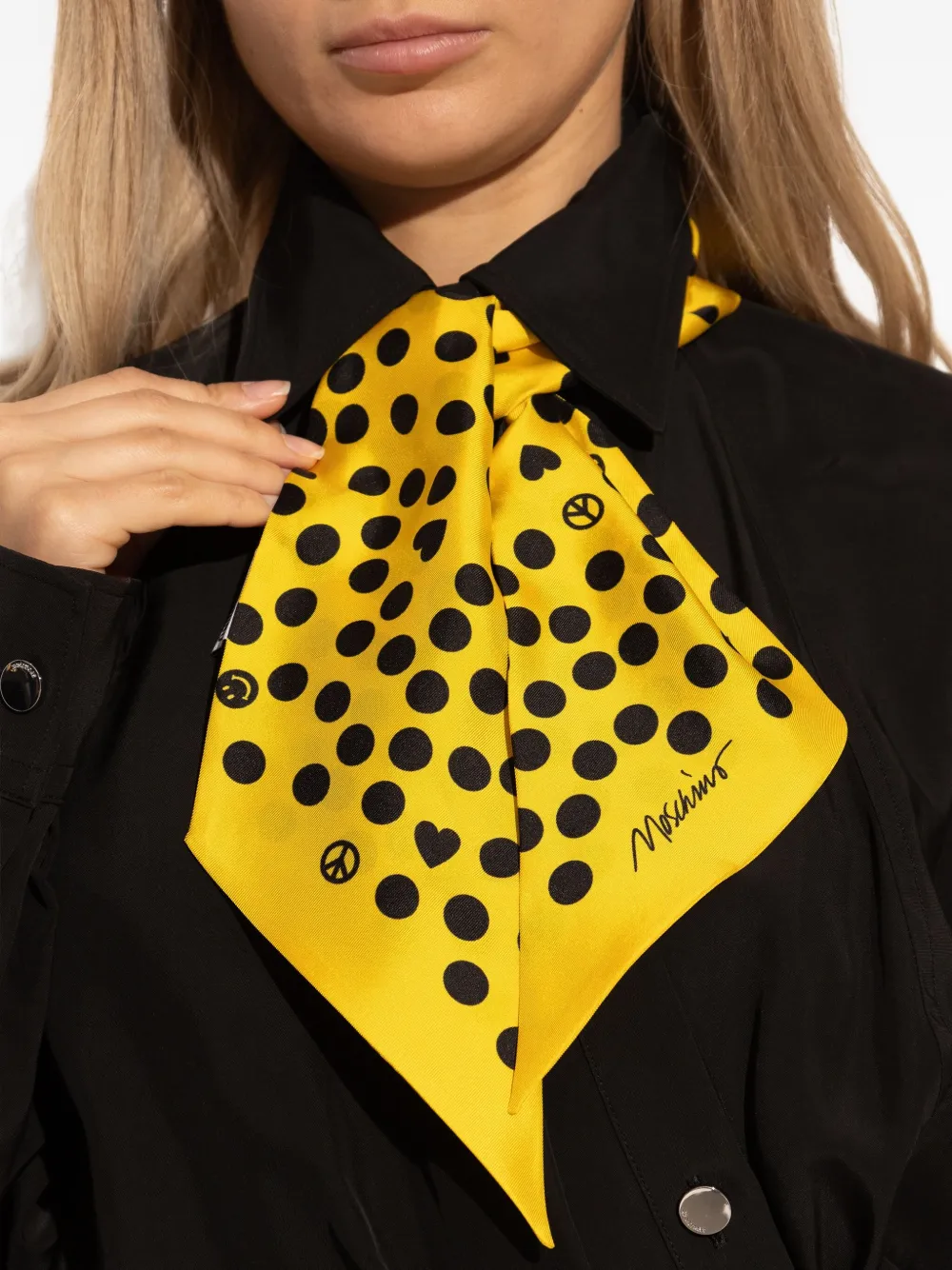 Moschino polka dot-print scarf Geel