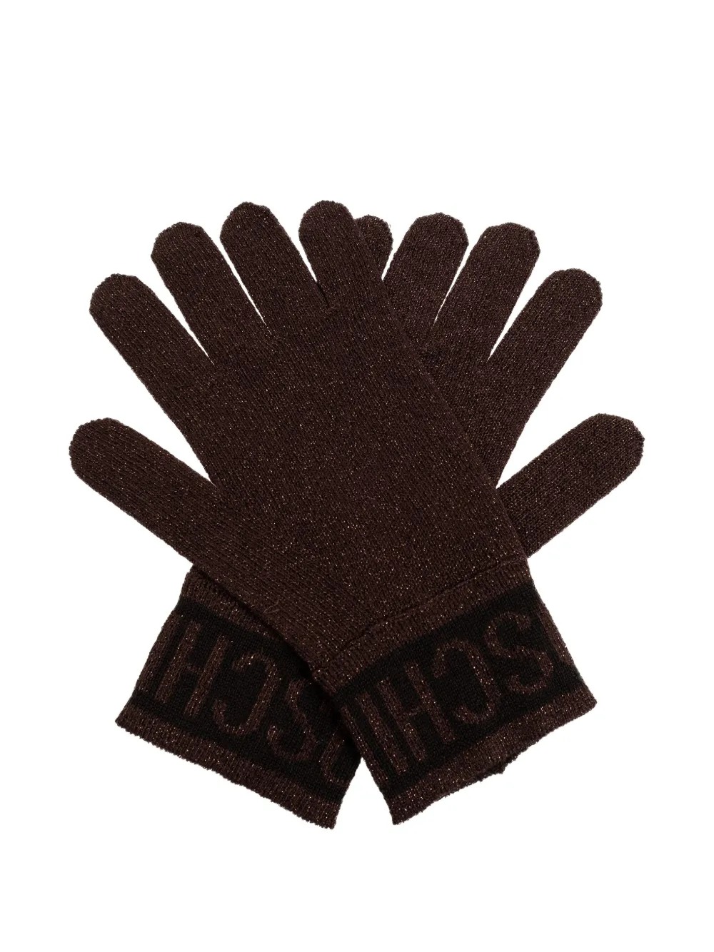 Moschino Handschoenen met glitter en logodetail Bruin