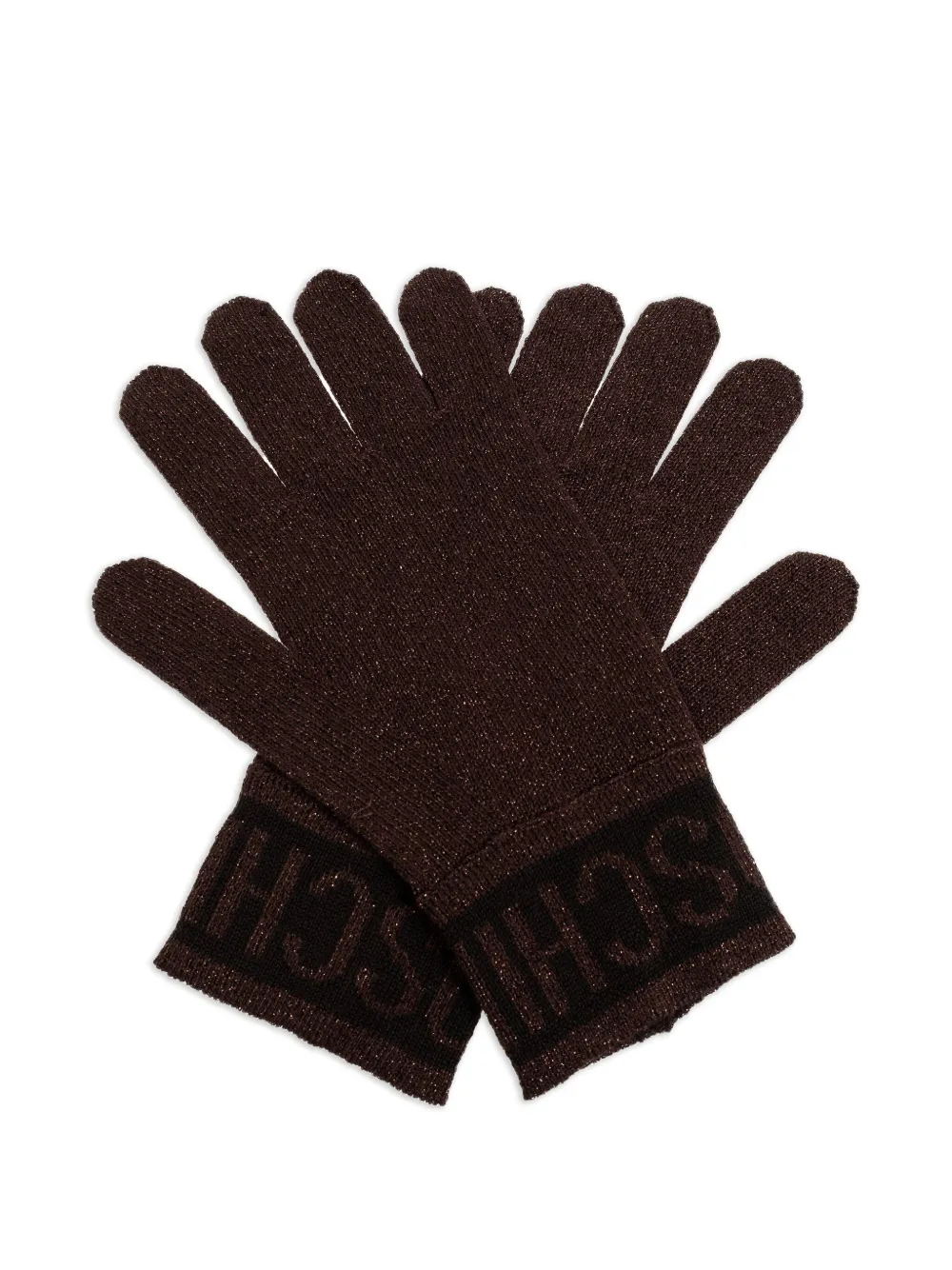 Moschino Handschoenen met glitter en logodetail - Bruin
