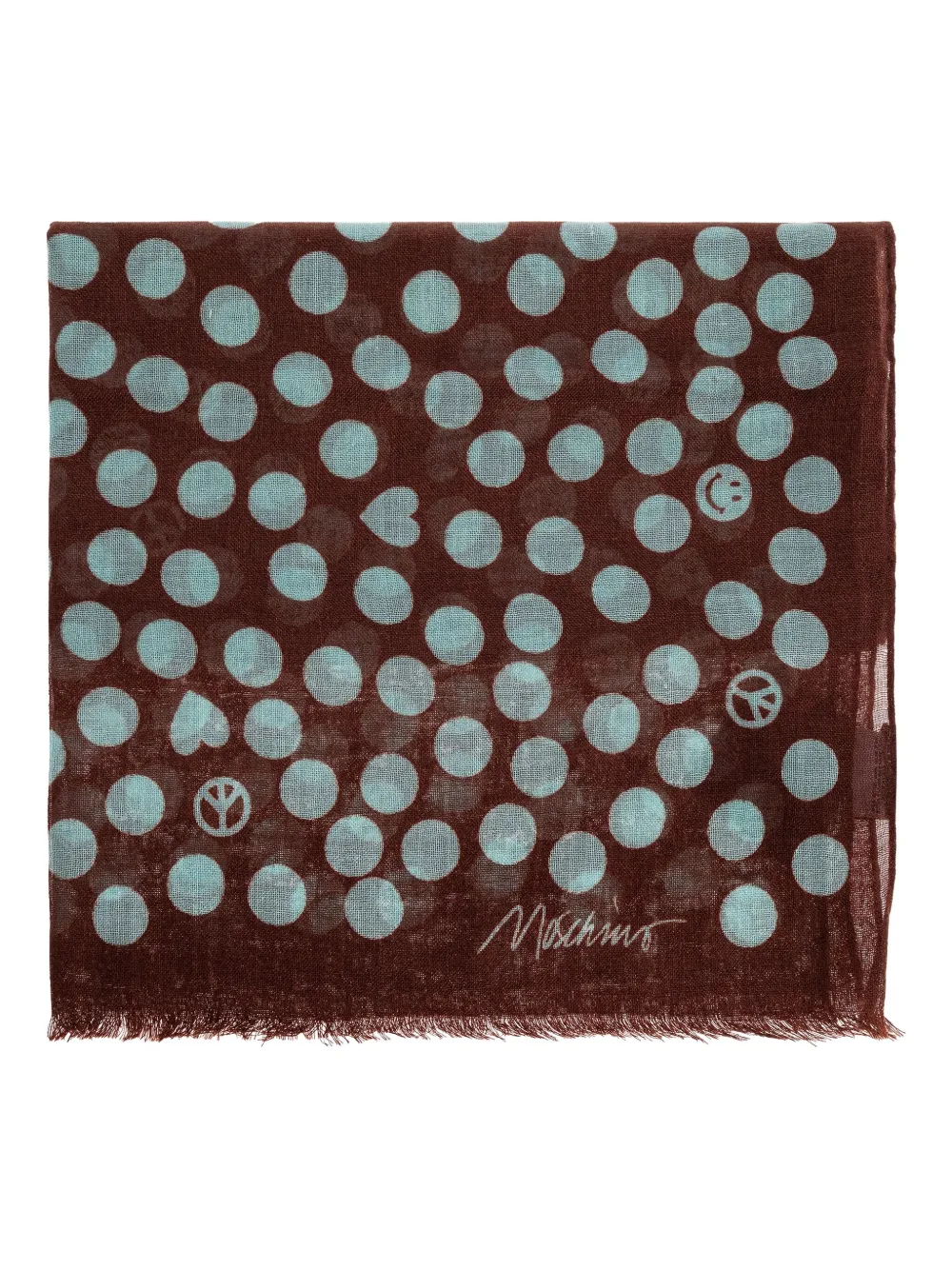 Moschino polka-dot peace-symbol scarf Bruin