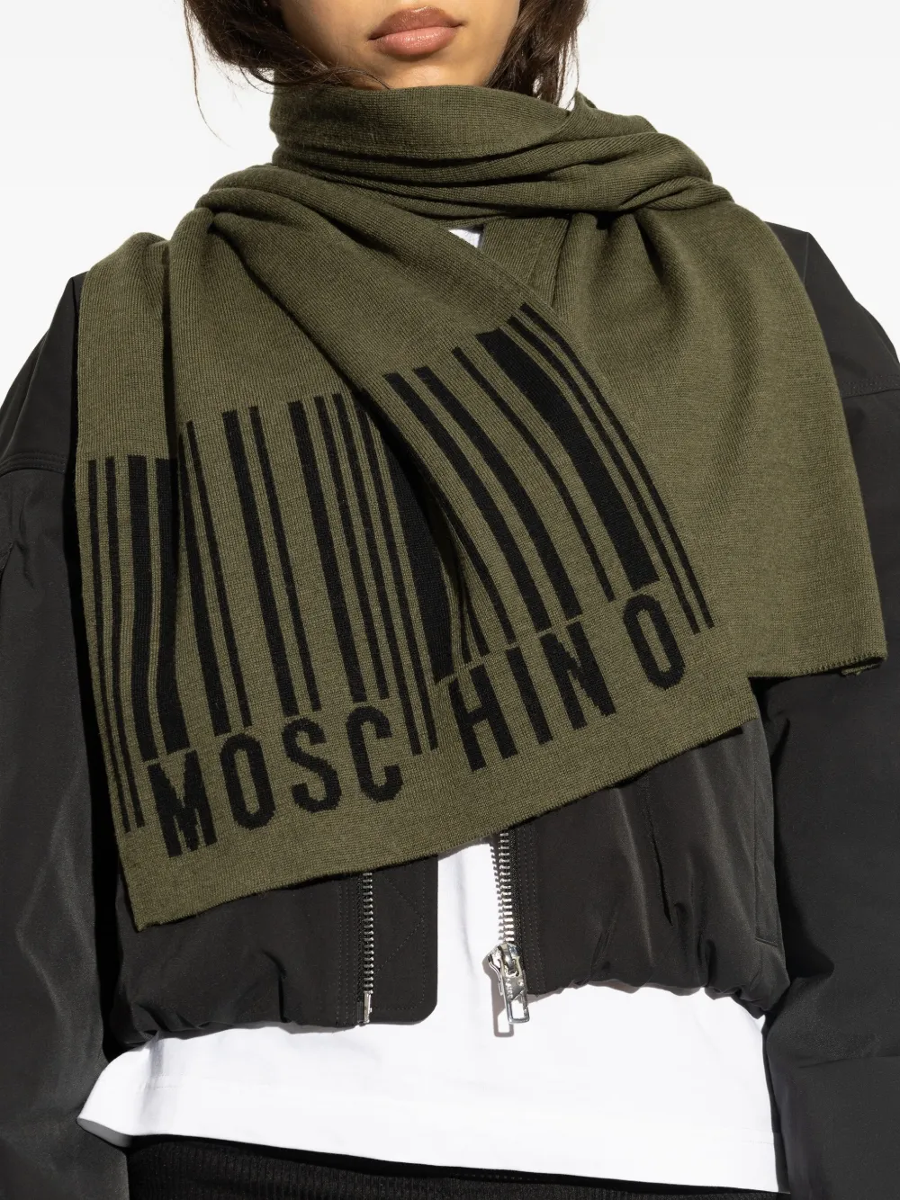 Moschino Barcode wollen sjaal Groen