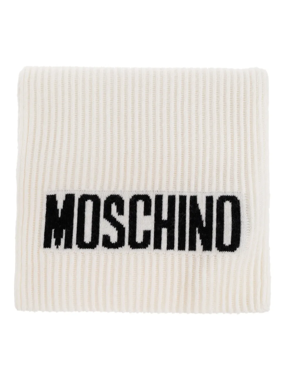 Moschino ribbed logo scarf Beige