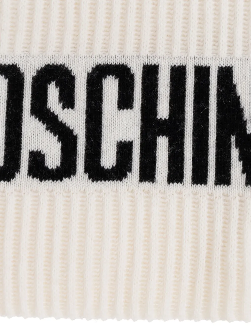 Moschino Geribbelde sjaal met logo Beige