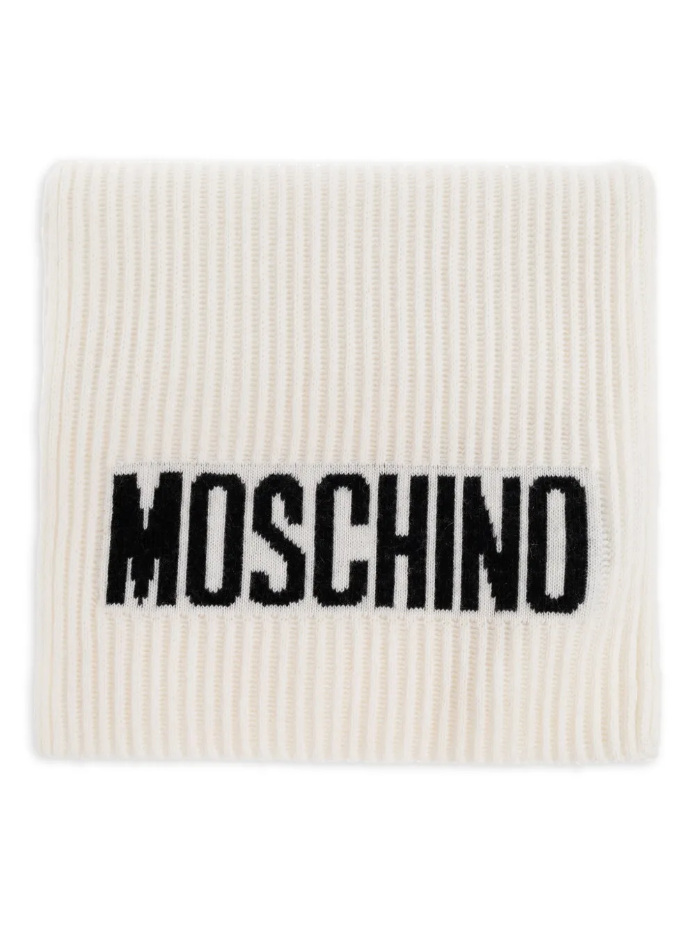 Moschino Geribbelde sjaal met logo Beige