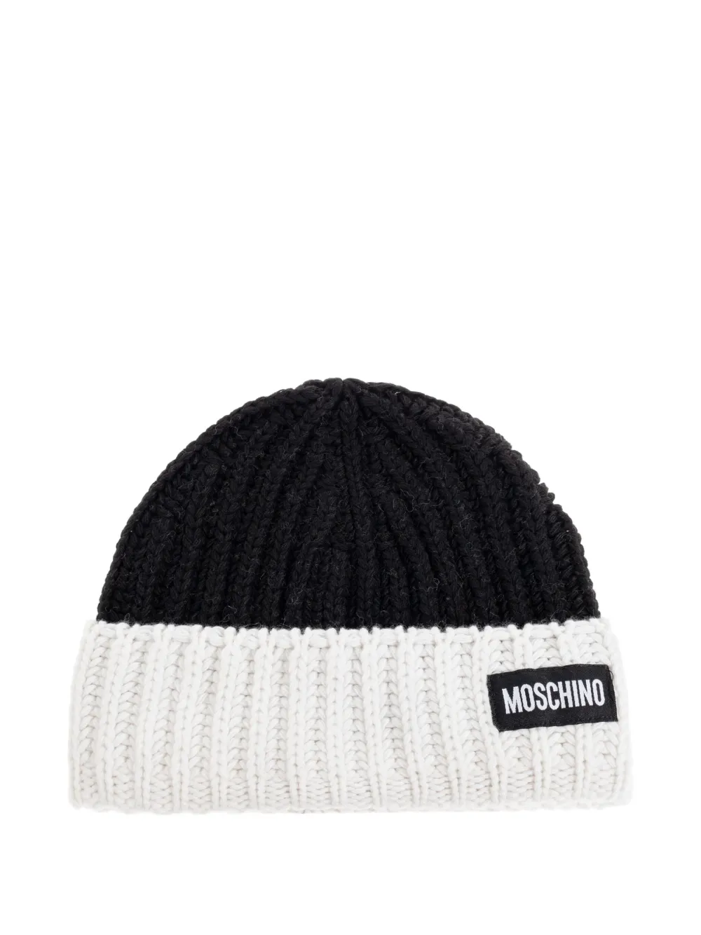 Moschino ribbed-knit logo-detail beanie Zwart