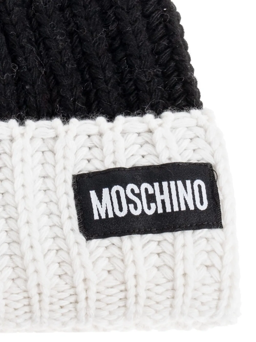 Moschino ribbed-knit logo-detail beanie Zwart