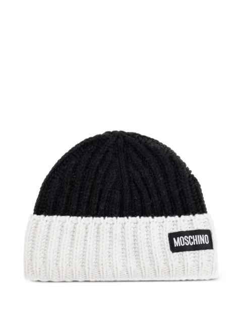 Moschino gorro tejido de canalé con logo