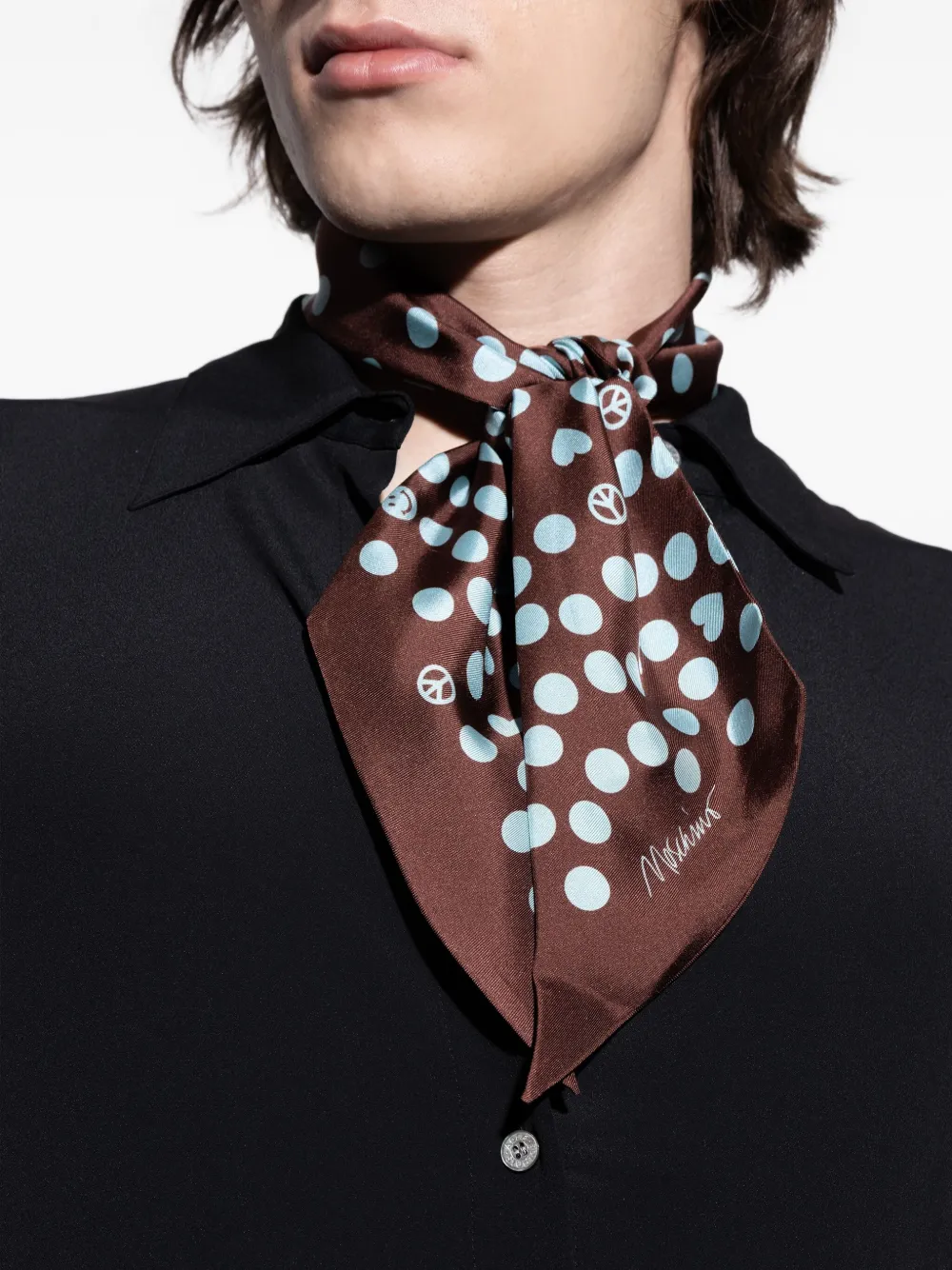 Moschino polka-dot silk scarf Bruin