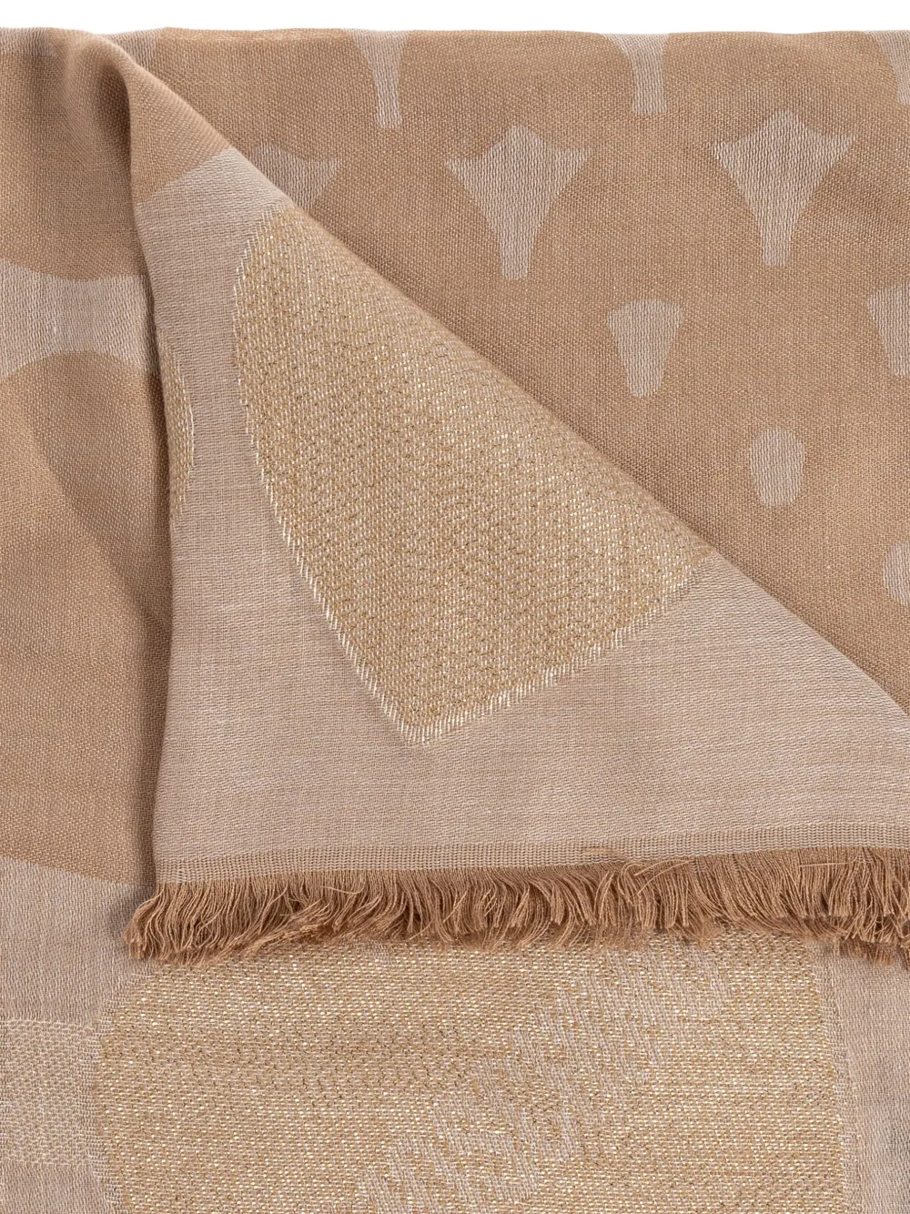 Moschino Sjaal met franje en hartenpatroon Beige
