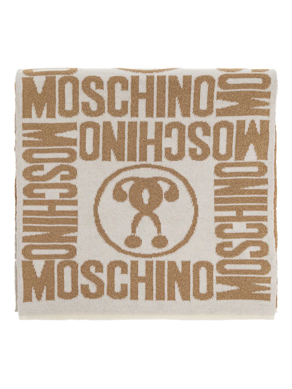 Moschino Sjaal met teddybeerprint en logopatroon Beige