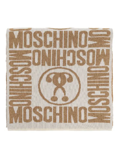 Moschino logo-patterned teddy-bear scarf