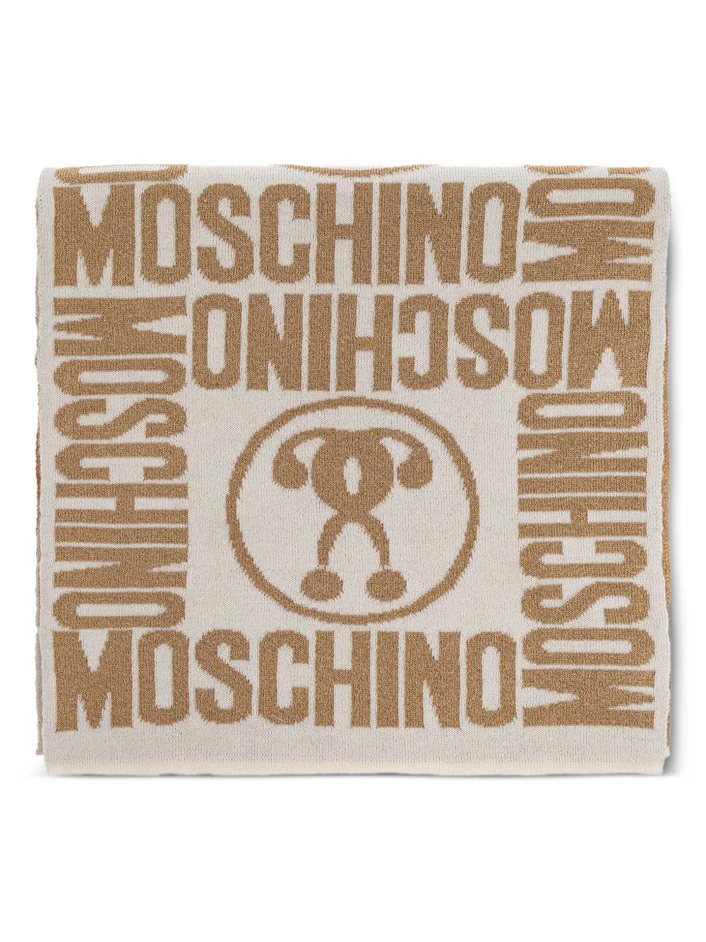 Moschino Sjaal met teddybeerprint en logopatroon Beige