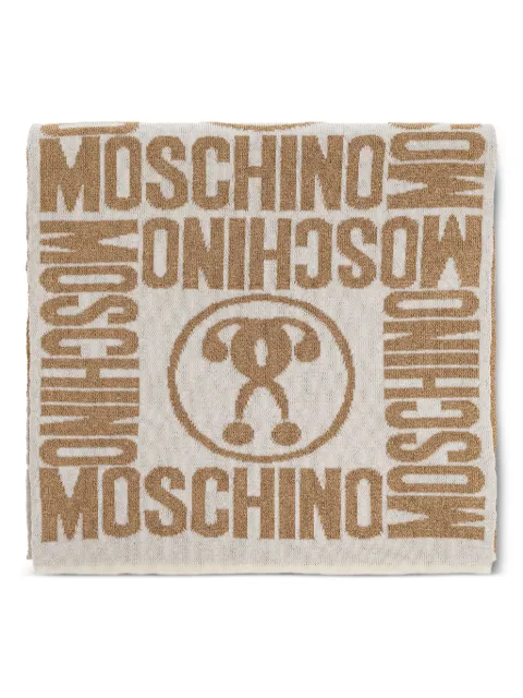 Moschino logo-patterned teddy-bear scarf