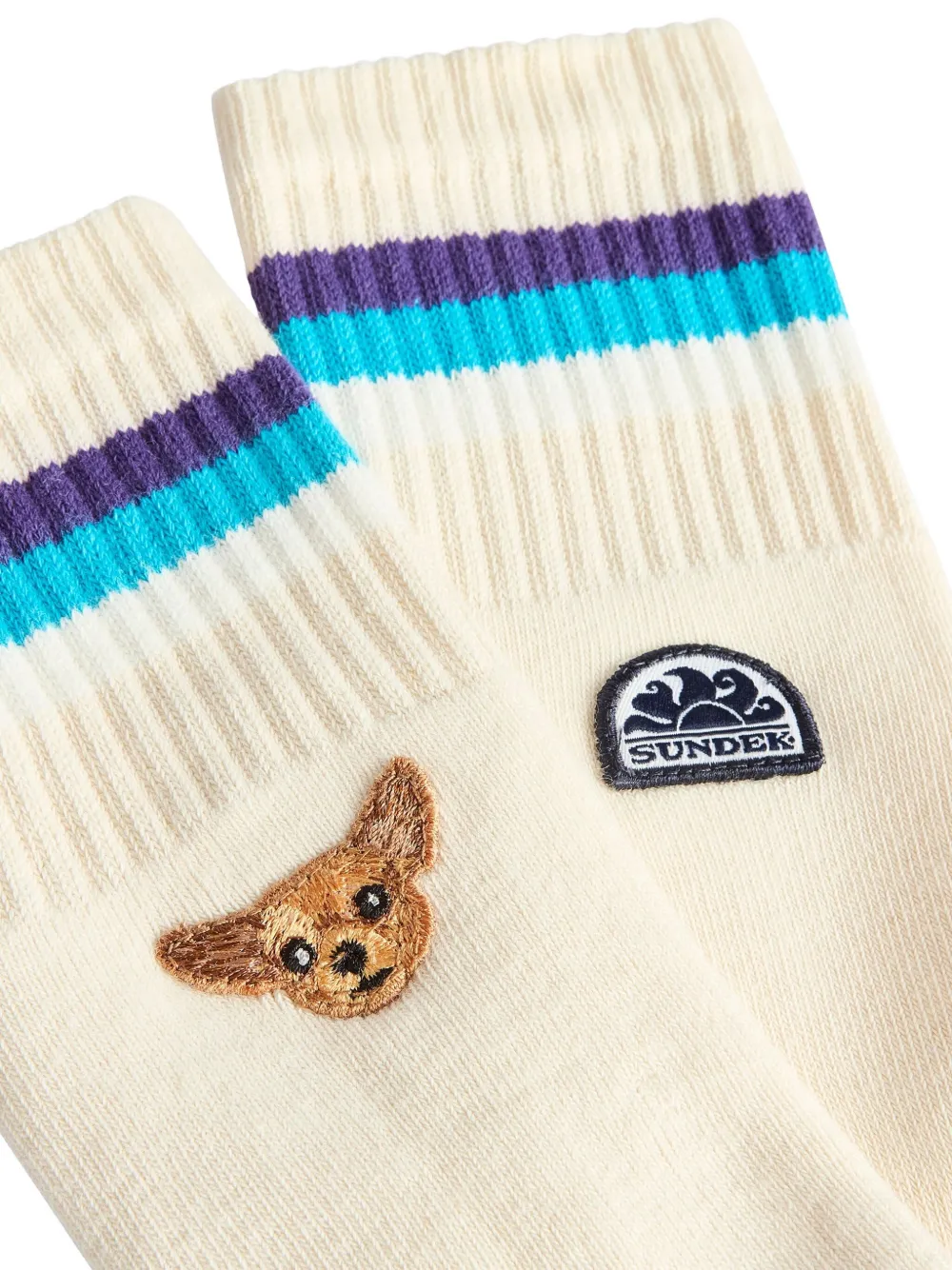 Sundek x Pelo Foundation striped dog-embroidered socks | Image 2