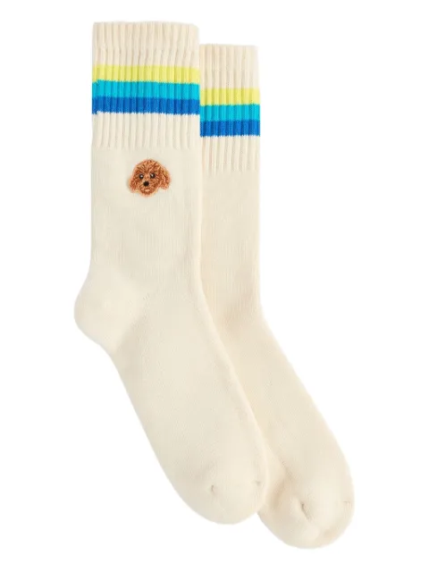 Sundek x Pelo Foundation striped dog-embroidered socks