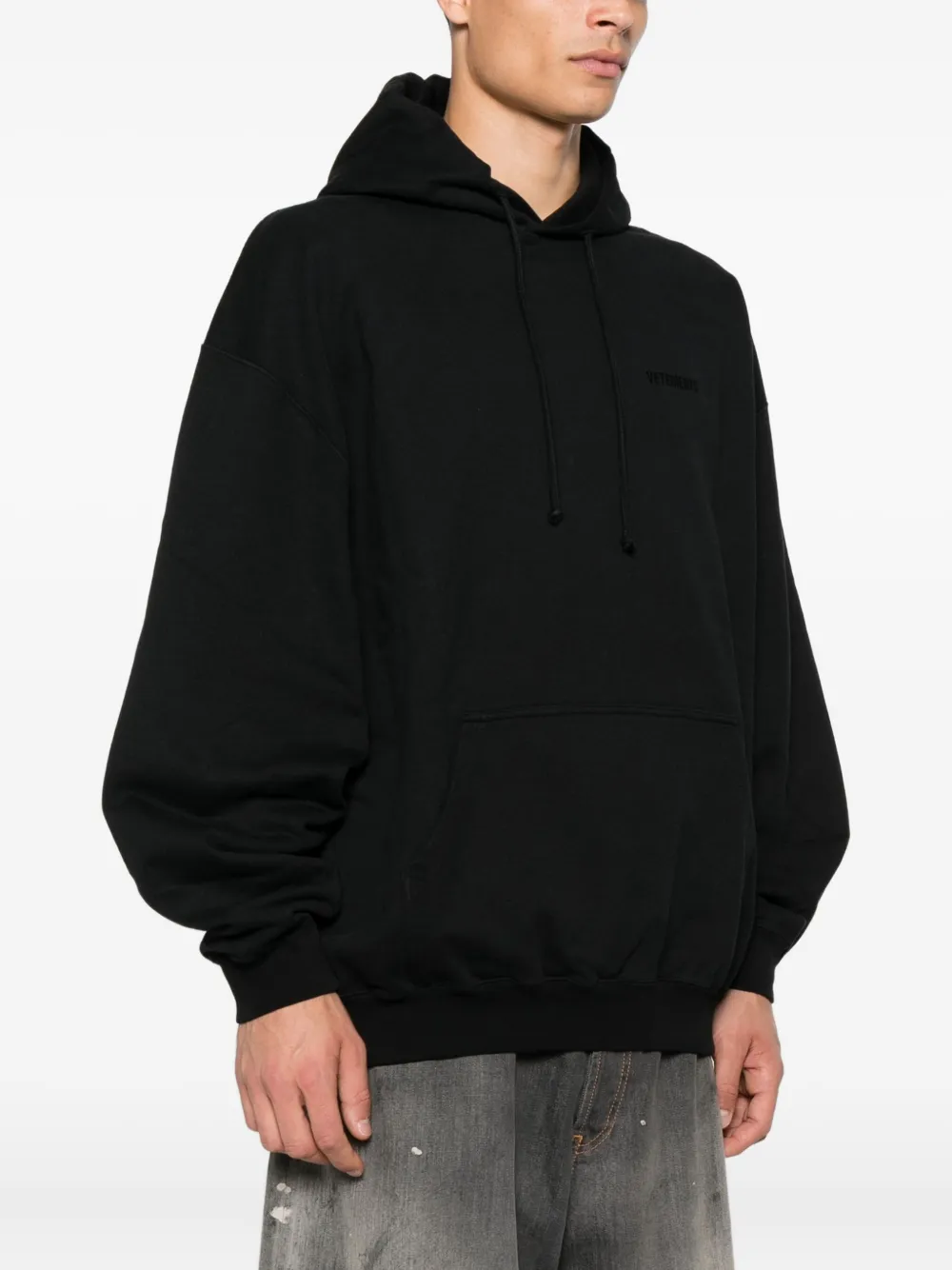 VETEMENTS Hoodie met geborduurd logo Zwart