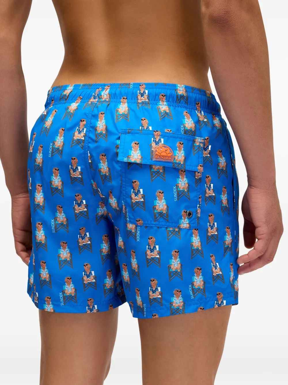 Sundek x Pelo Foundation zwembroek met hondenprint Blauw