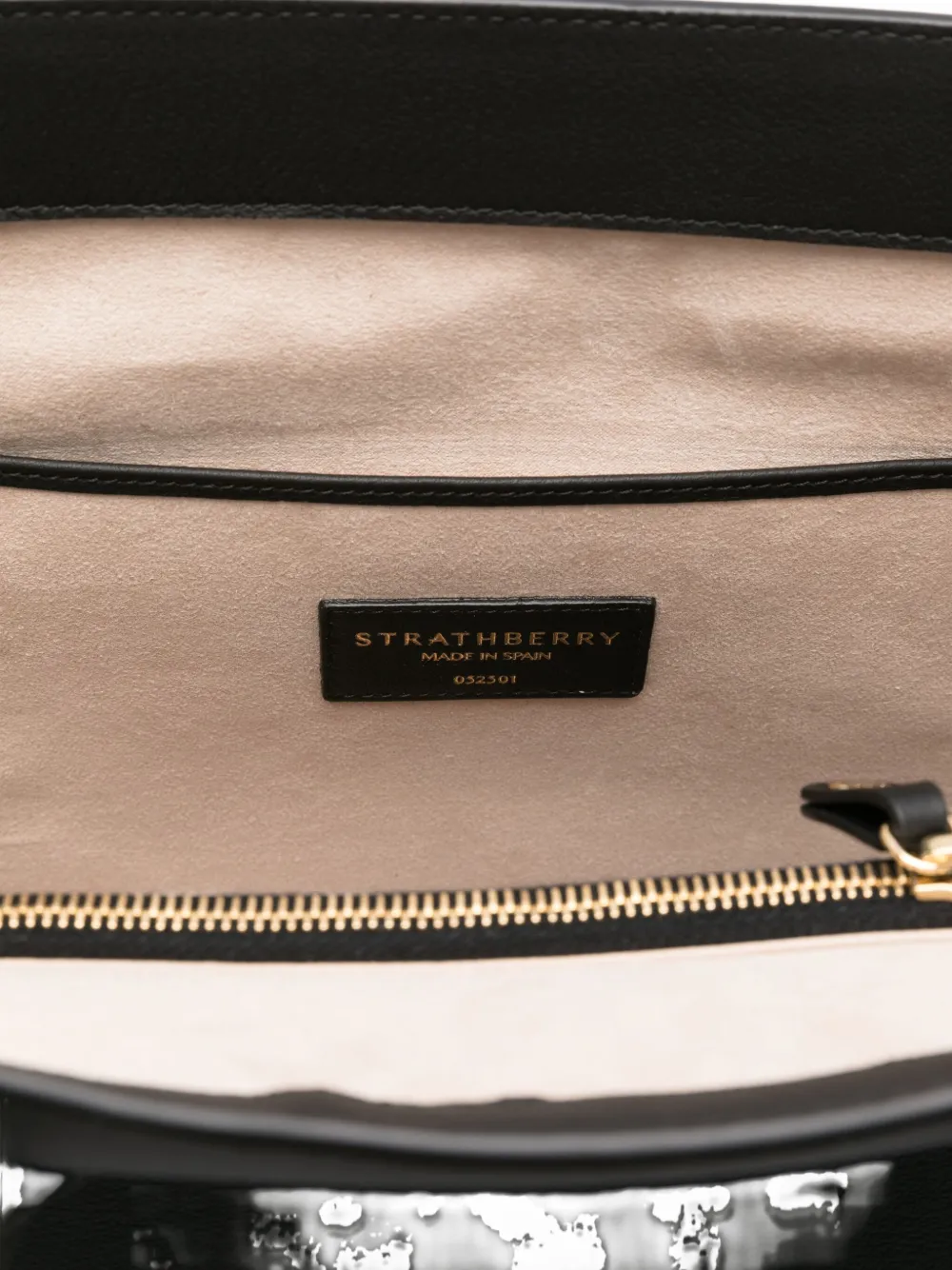 Strathberry Leren shopper Zwart