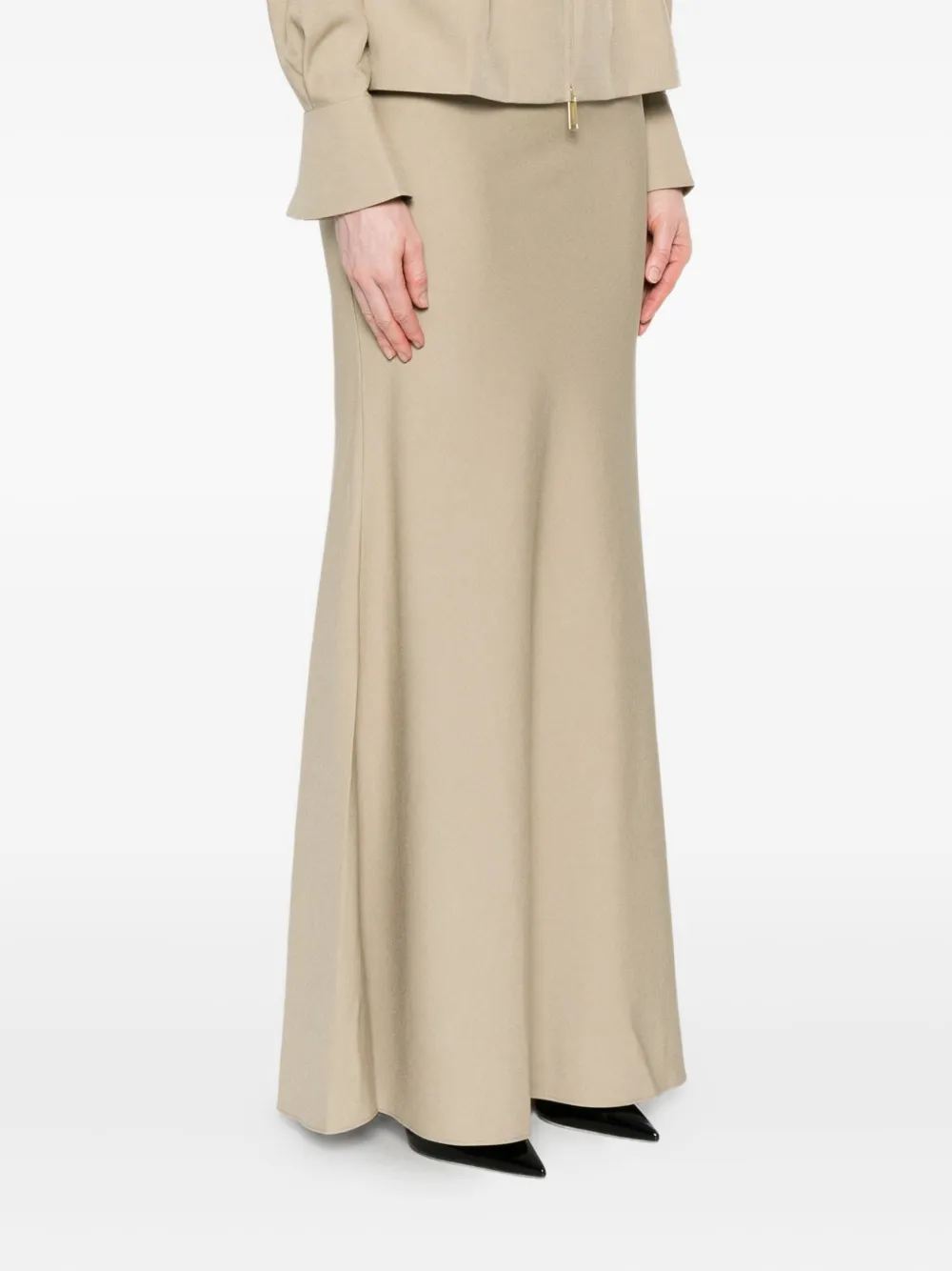 Self-portrait Beige Twill Maxi Dress Clothing In Neutral