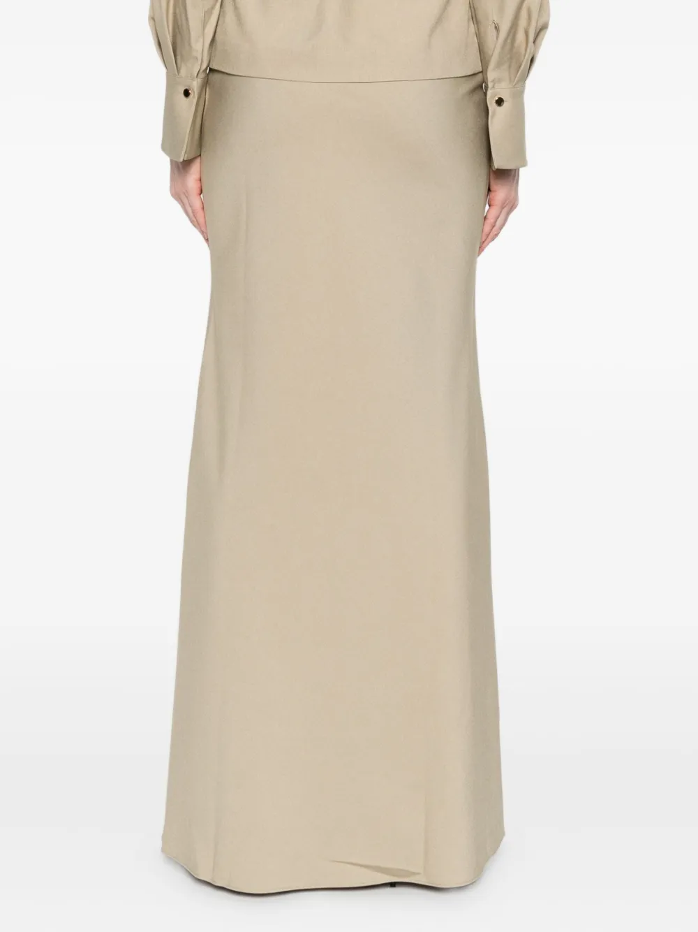 Self-portrait Beige Twill Maxi Dress Clothing In Neutral