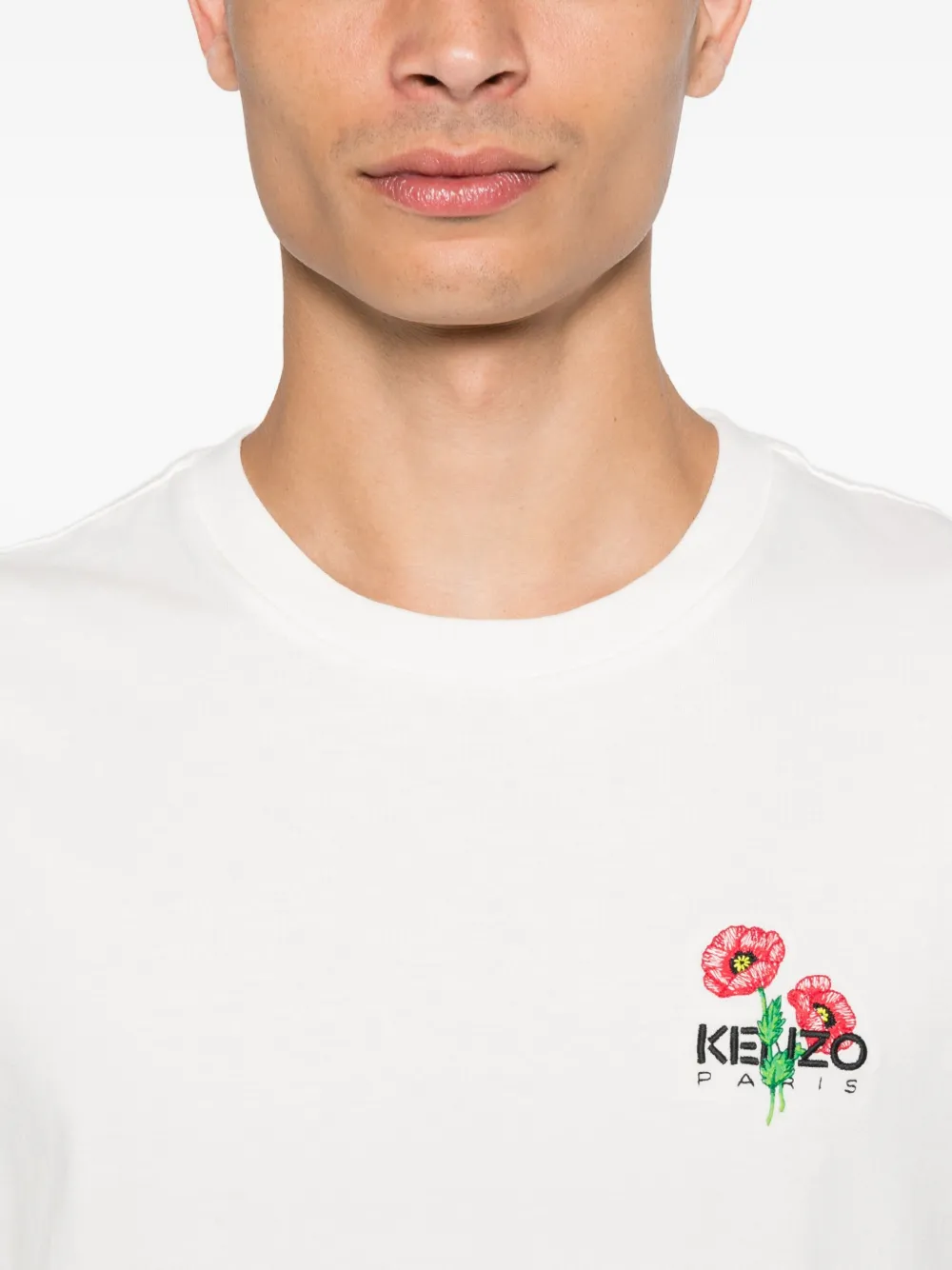 Kenzo T-shirt met geborduurde bloemen Wit