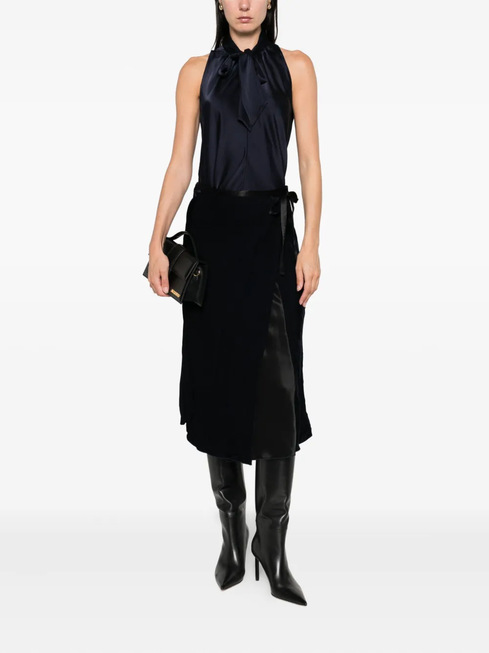 Forte wrap-design midi skirt Blauw