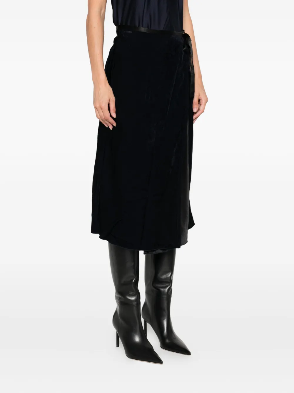 Forte wrap-design midi skirt Blauw