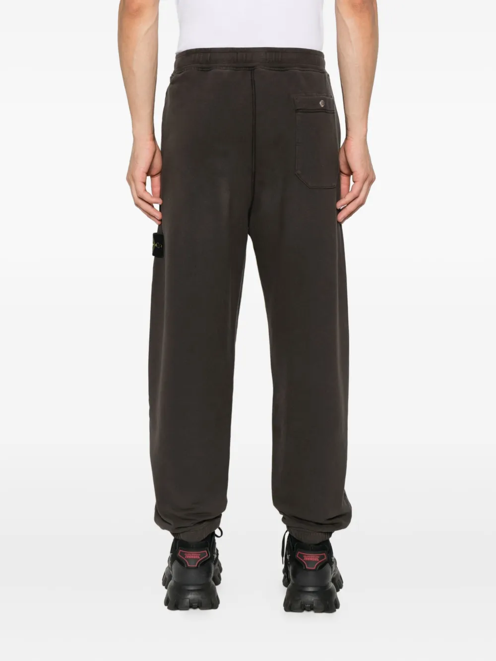 Stone Island 6200004 logo-patch cuffed trousers Grijs