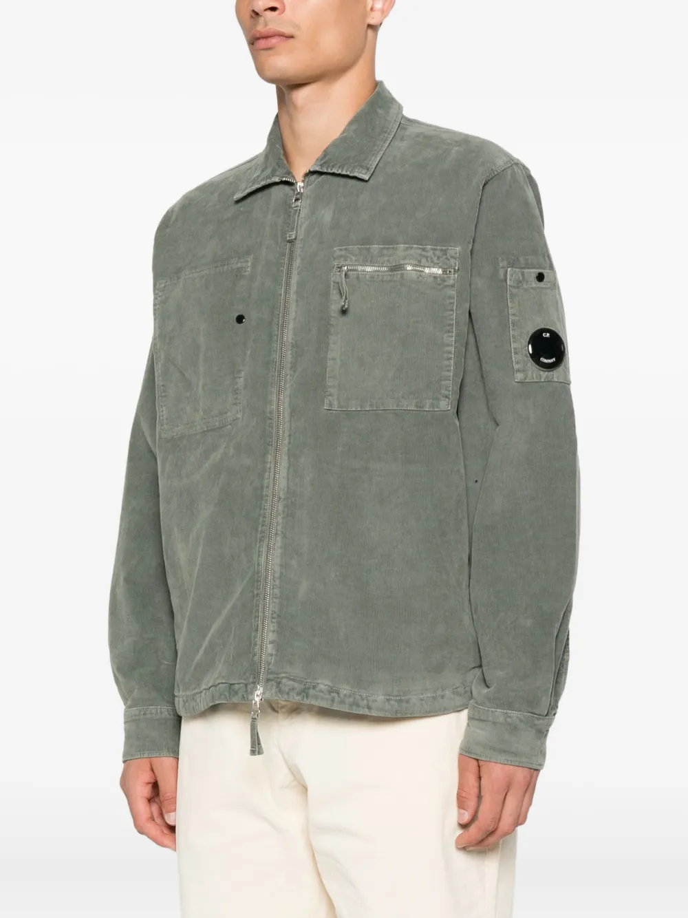 C.P. Company Ribfluwelen shirtjack met Lens-detail Groen