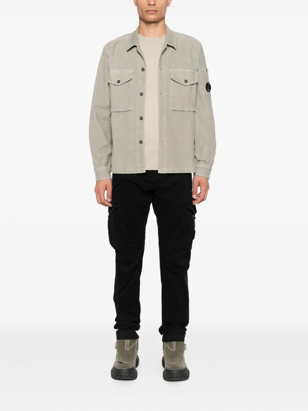 C.P. Company Ribfluwelen shirtjack met Lens-detail Groen