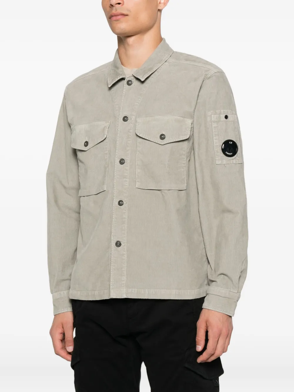 C.P. Company Ribfluwelen shirtjack met Lens-detail Groen