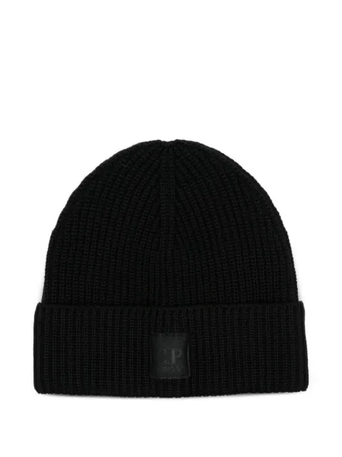 C.P. Company ribbed logo-patch beanie hat