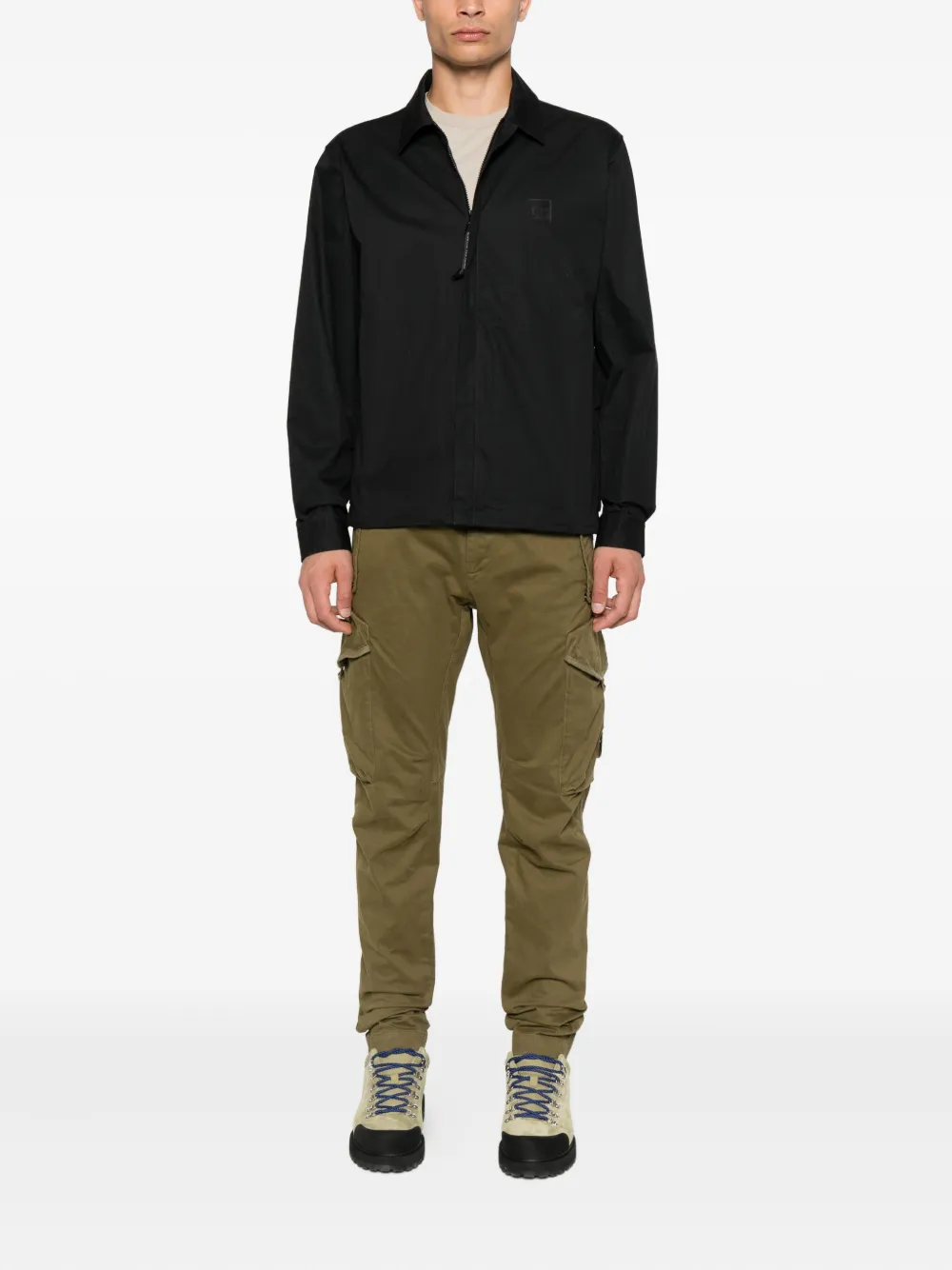 C.P. Company Katoenen jack met logodetail Zwart