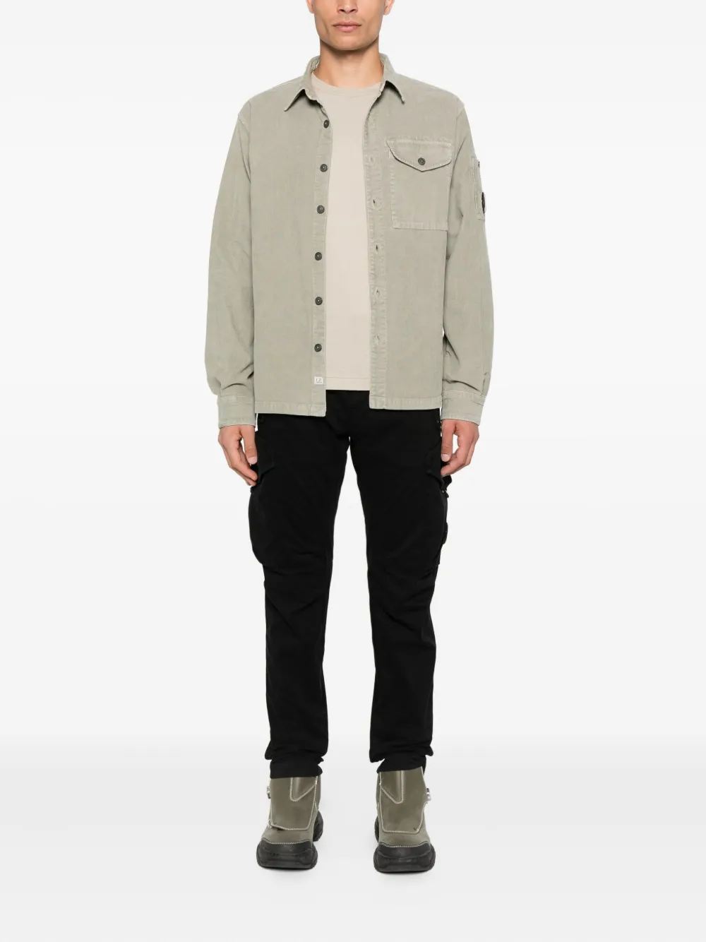 C.P. Company Lens-detail corduroy shirt Groen