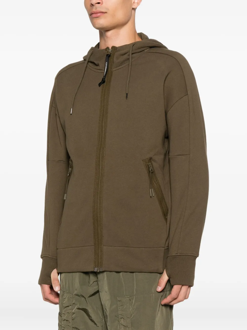 C.P. Company Hoodie met rits Groen