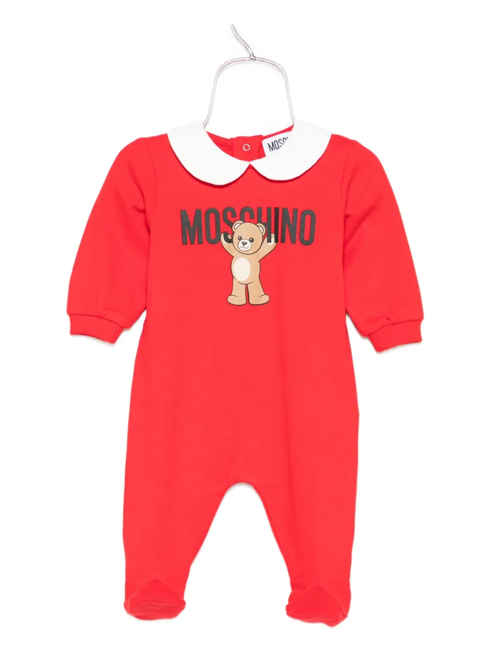 Moschino Kids teddy-print jumpsuit - レッド Moschino Kids teddy-print jumpsuit - レッド