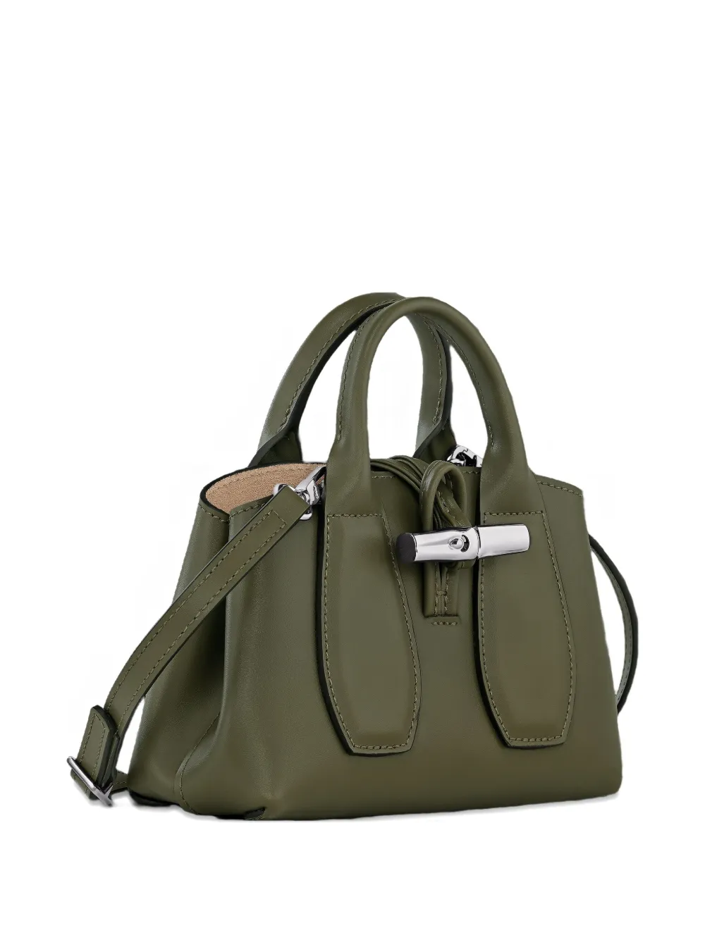Longchamp top-handle leather shoulder bag Groen