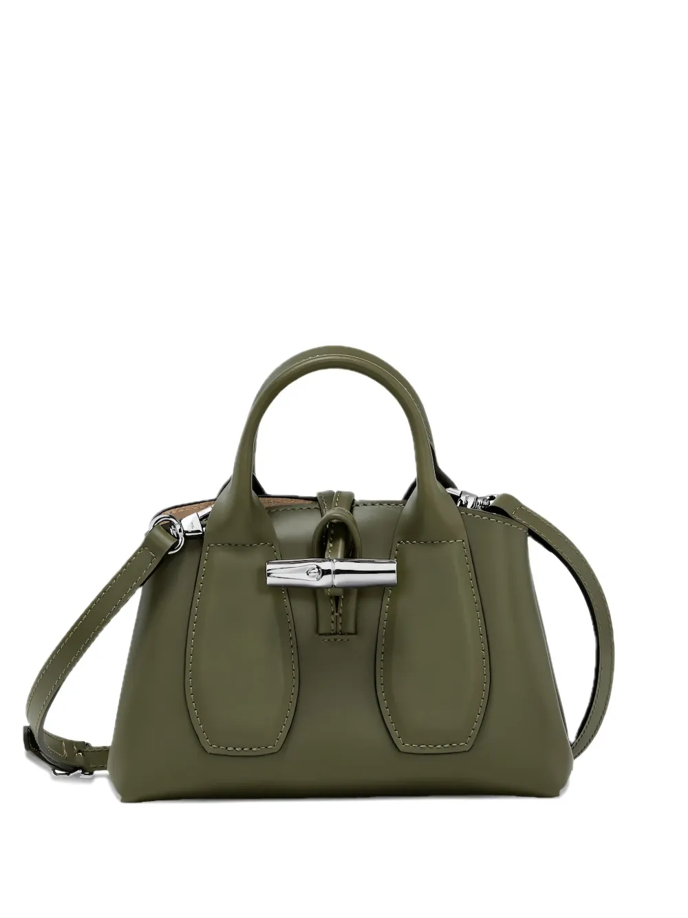 Longchamp top-handle leather shoulder bag Groen