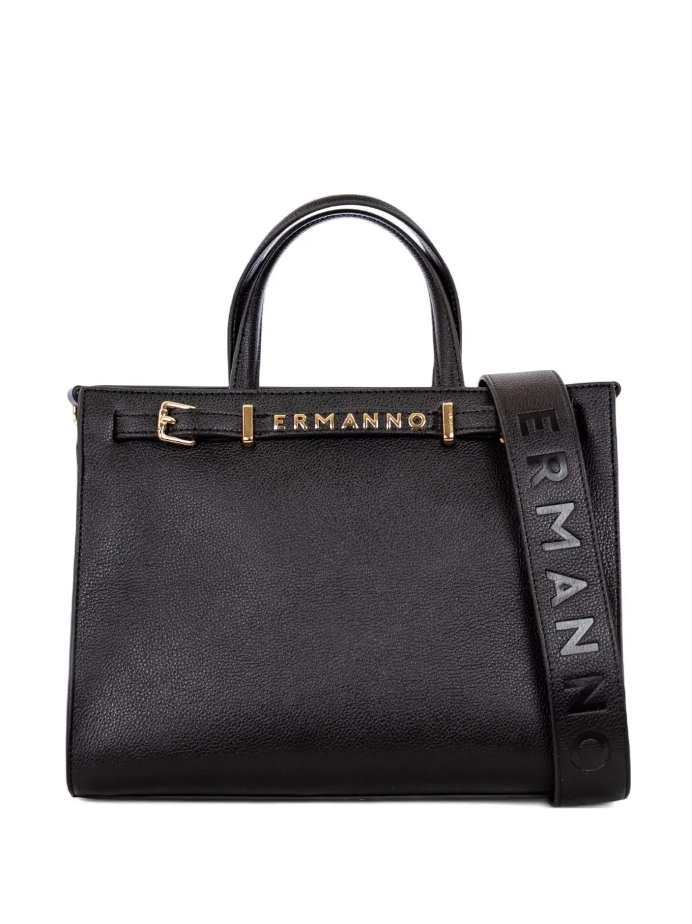 Ermanno Firenze Buckle-embellished Tote Bag In Black