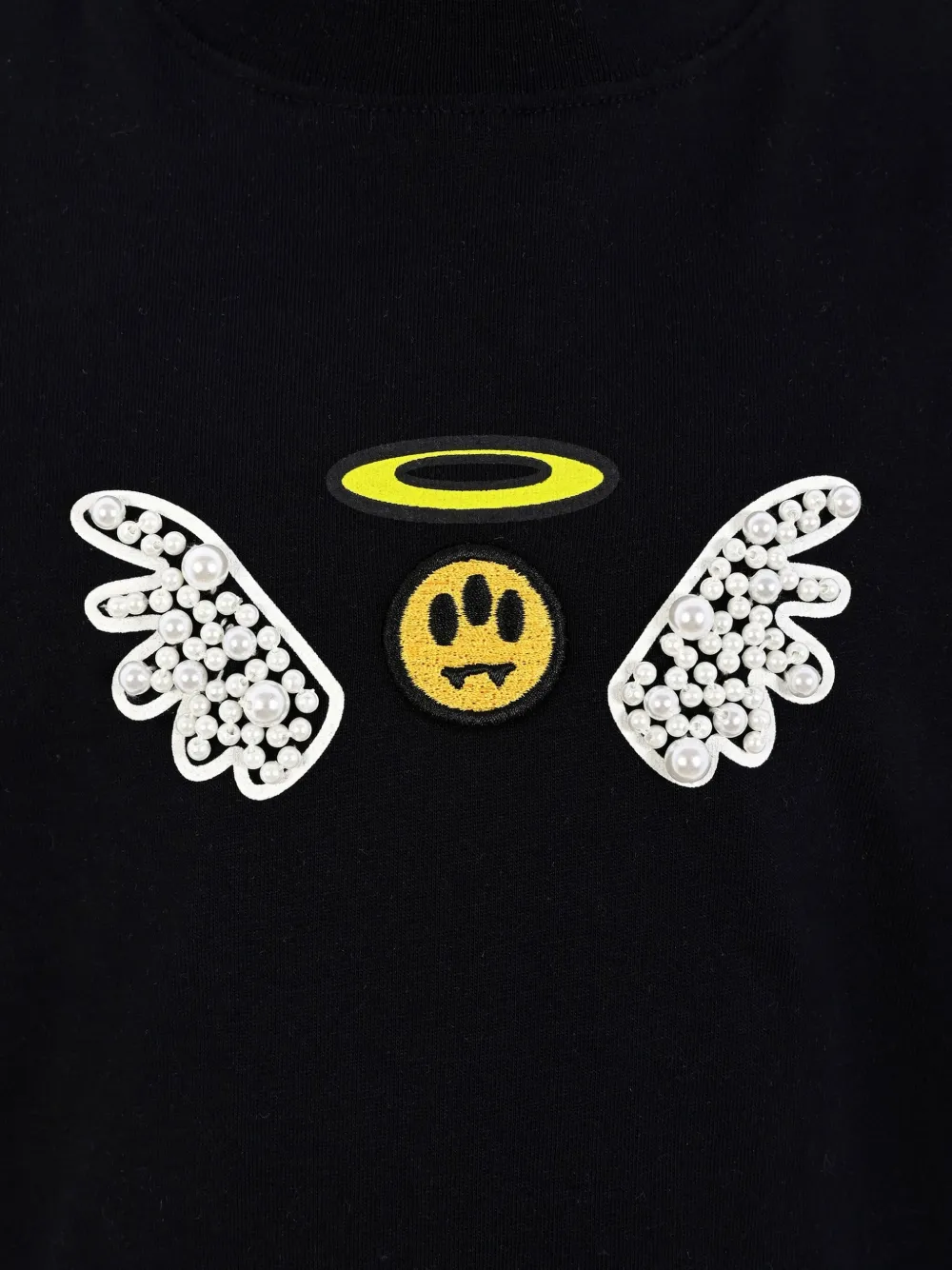Barrow kids T-shirt verfraaid met parels en engelvleugel Zwart