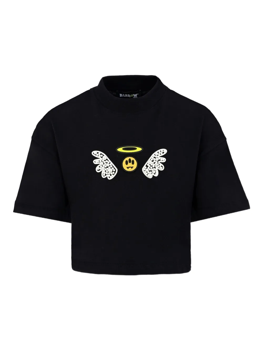 Barrow kids T-shirt verfraaid met parels en engelvleugel Zwart