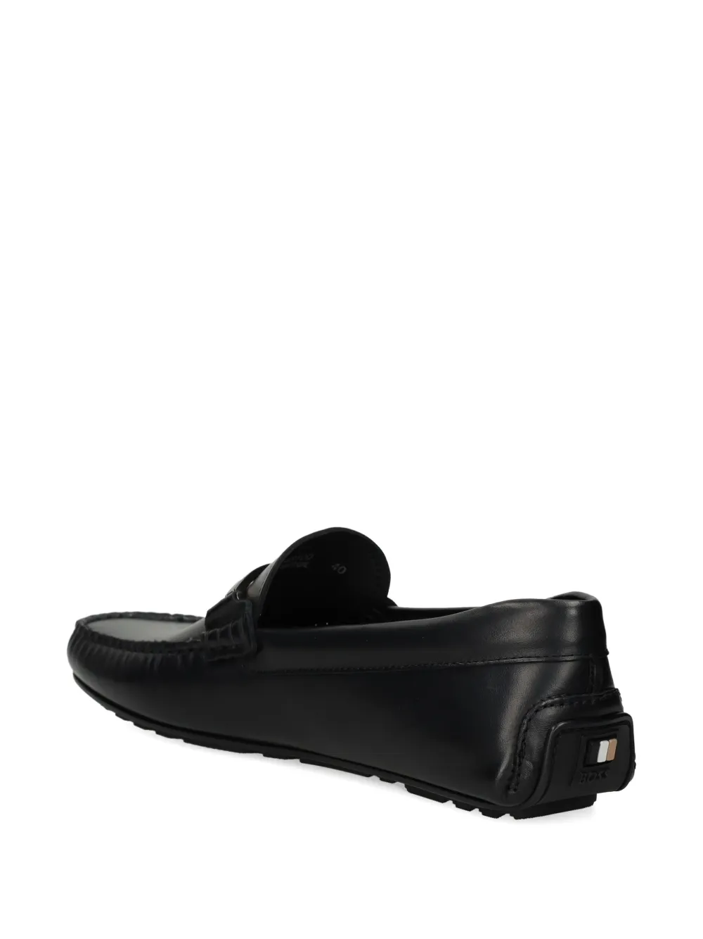 BOSS logo-bar loafers Black